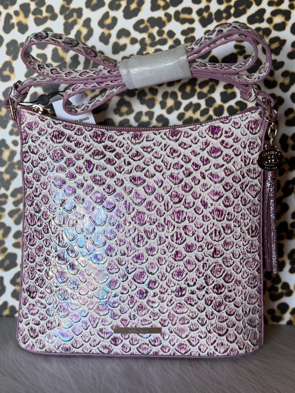 HARDTOFIND Brahmin Katie Floralite Crossbody Purple Iridescent Glow Tassel NWT - Picture 10 of 14